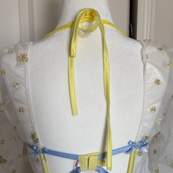 For Love And Lemons 🍋 Lavender Meadows dress Sheer Chemise in Yellow and Blue - Picture 7 of 9